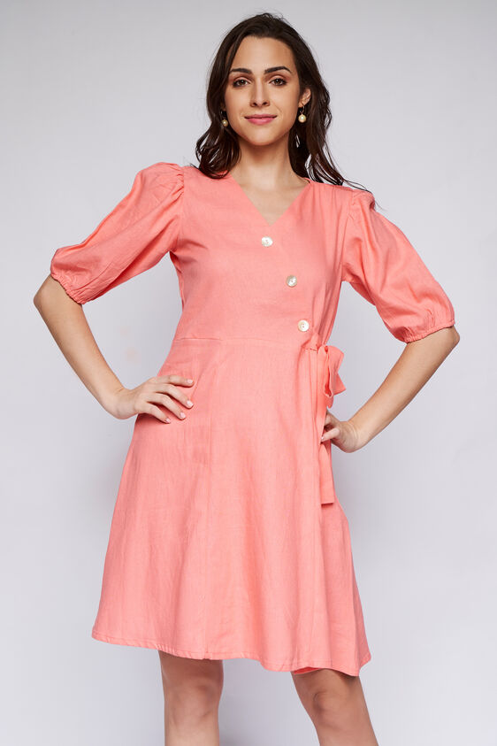 Pink Solid Straight Dress, Pink, image 4